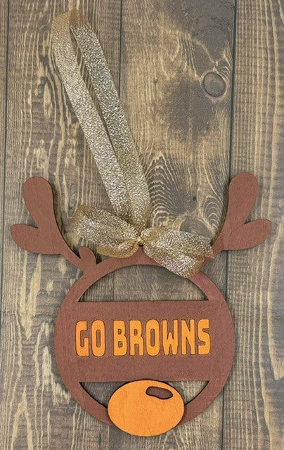 Cleveland Browns - Wooden Reindeer Ornament