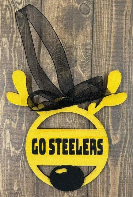 Pittsburgh Steelers - Wooden Reindeer Ornament