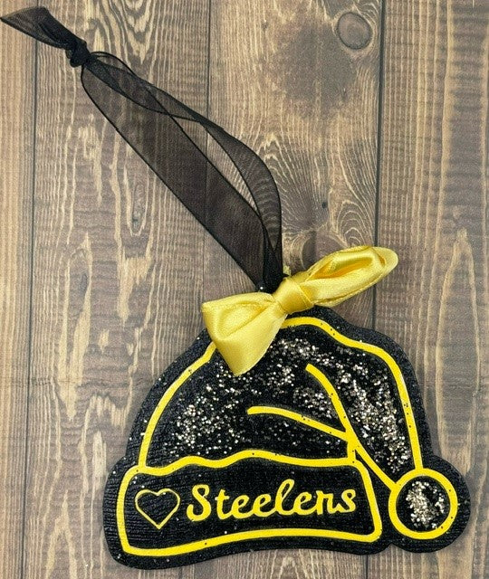 Pittsburgh Steelers - Wooden Santa Hat Ornament