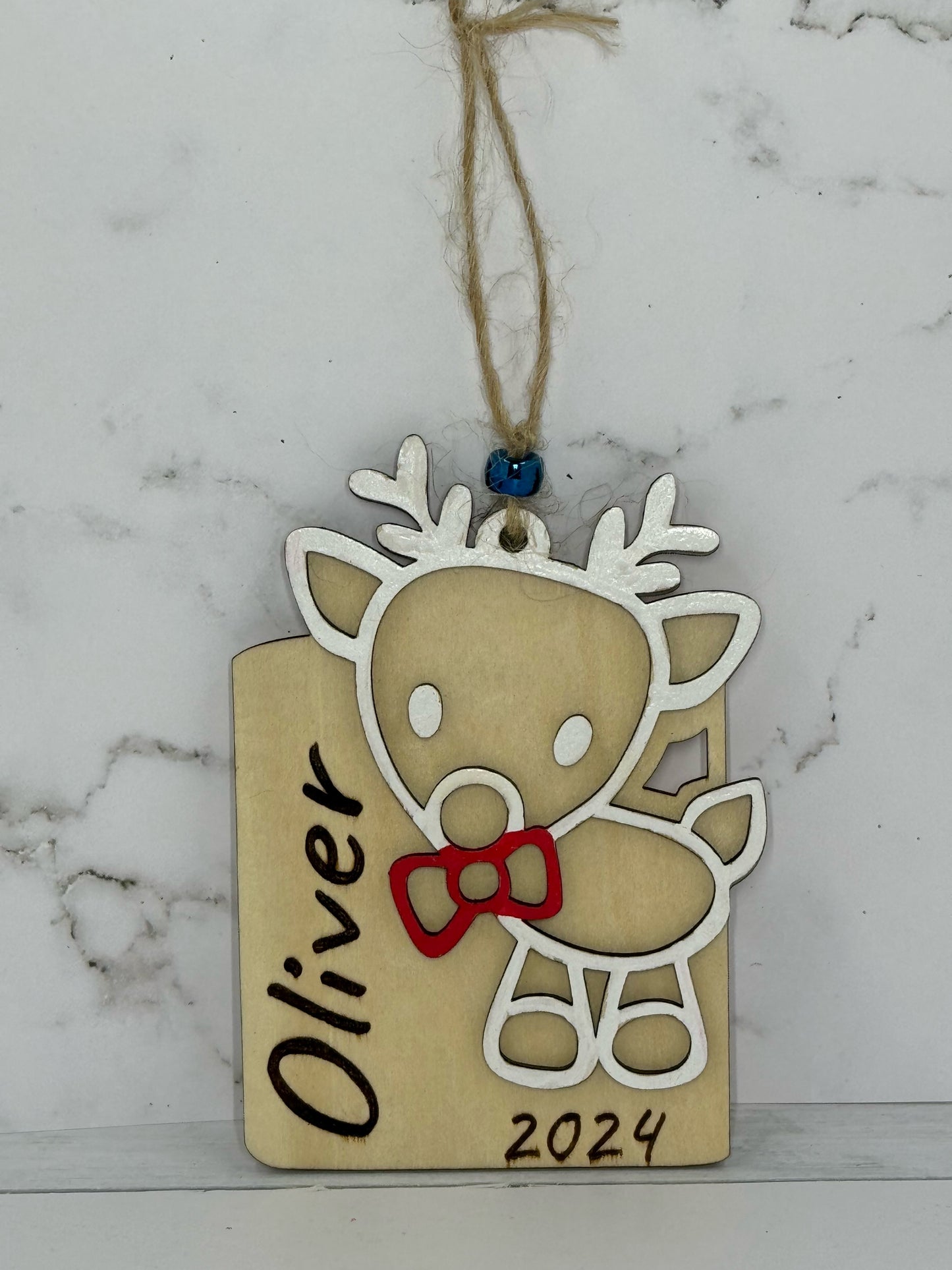 Personalized Wooden Reindeer Ornament