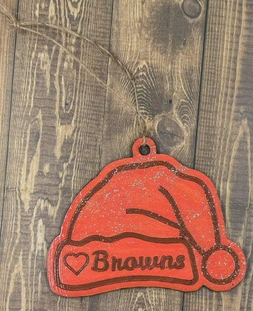Cleveland Browns - Wooden Santa Hat Ornament