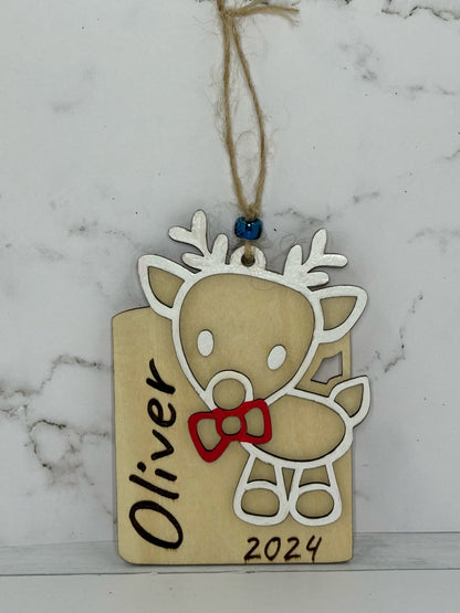 Personalized Wooden Reindeer Ornament