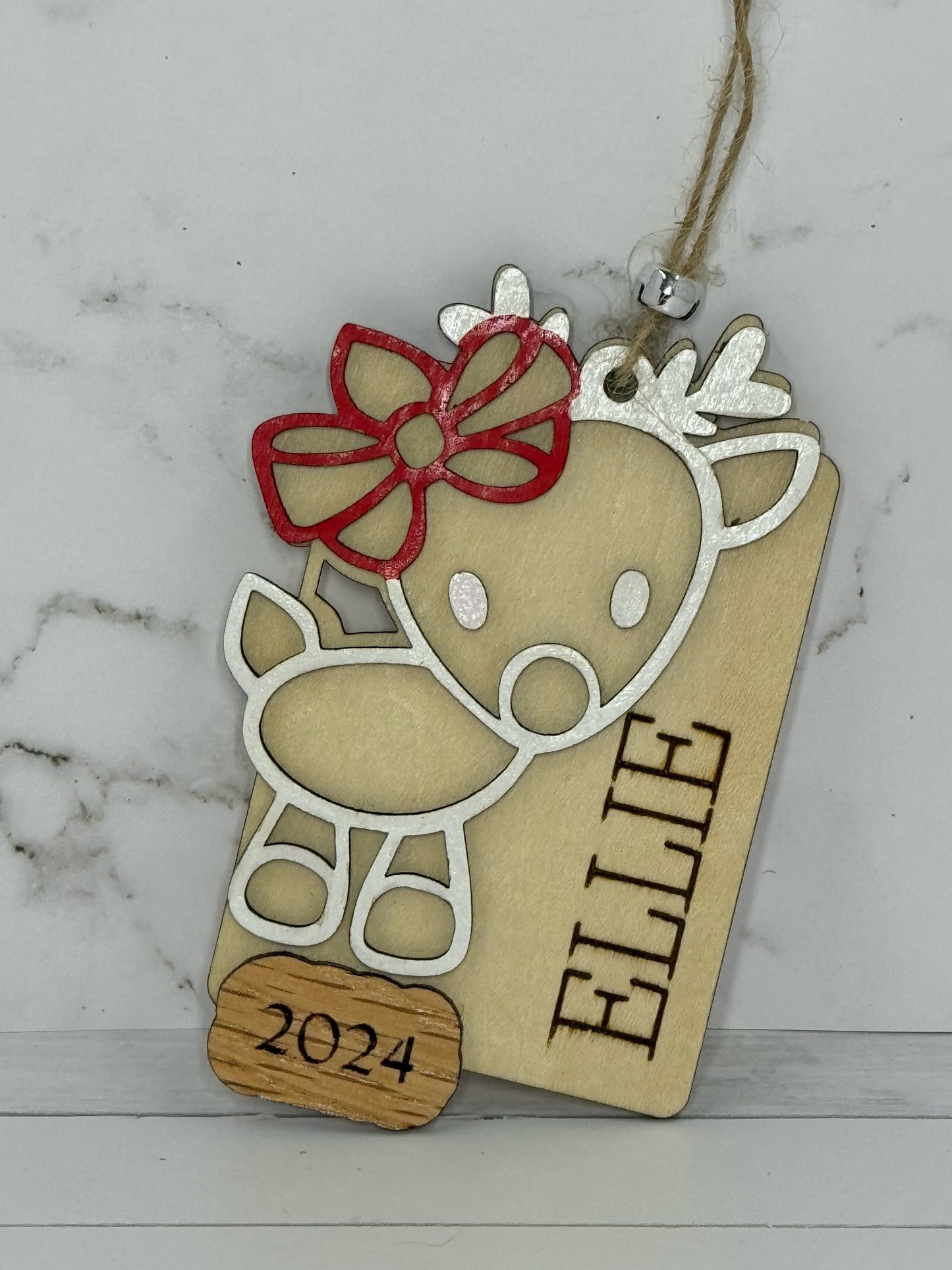 Personalized Wooden Reindeer Ornament