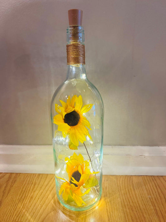 Sunshine in a Bottle - Lighted Sunflower Bottle