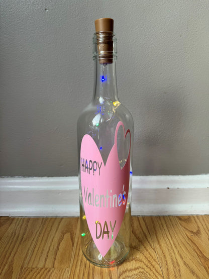 Lighted Valentine's Day Bottles - Mix and Match - You Choose the Design and Color